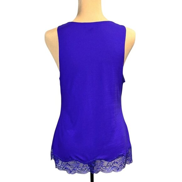 VTG Y2K Express Tank Top Sz.M Purple Lace Trim Scoop Neck - Picture 3 of 9